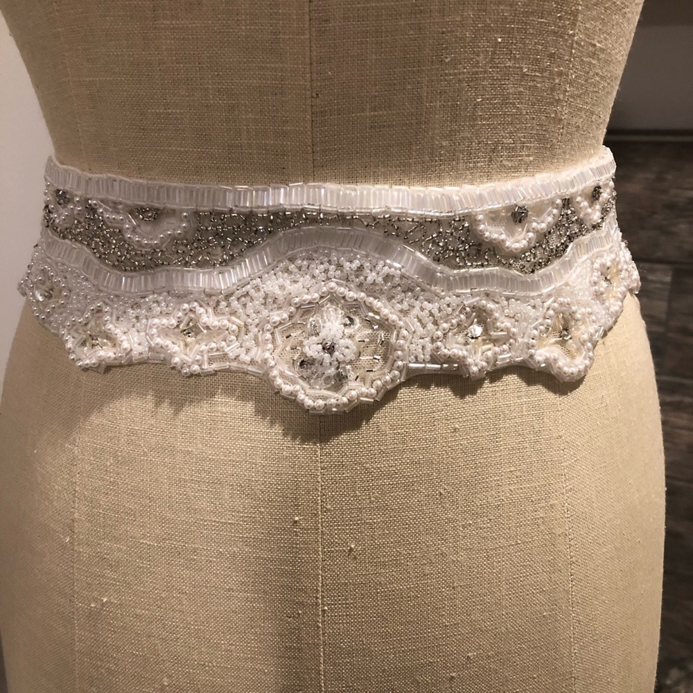 Handcrafted Pearls Crystals And Beads Bridal Sash
